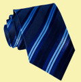 Sky Blue Navy Diagonal Stripes Formal Wedding Straight Mens Neck Tie