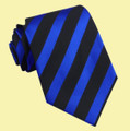 Blue Black Diagonal Stripes Formal Wedding Straight Mens Neck Tie