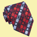 Red Shades Square Thatch Pattern Formal Wedding Straight Mens Neck Tie