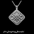 Celtic Square Raised Relief Interlace Knot Sterling Silver Pendant