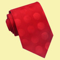 Scarlet Red Large Textured Polka Dots Formal Wedding Straight Mens Neck Tie