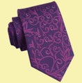 Purple Violet Floral Embossed Pattern Formal Wedding Straight Mens Neck Tie