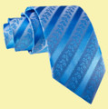 Light Blue Floral Embossed Stripes Pattern Formal Wedding Straight Mens Neck Tie