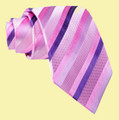 Pink Lavender Violet Diagonal Stripes Formal Wedding Straight Mens Neck Tie