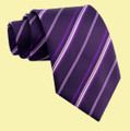 Dark Purple Lavender White Stripes Formal Wedding Straight Mens Neck Tie