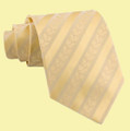 Light Yellow Floral Embossed Stripes Formal Wedding Straight Mens Neck Tie