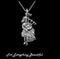 Marching Bagpiper Antiqued Sterling Silver Pendant