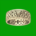 Celtic Wild Thistle Floral Emblem Interlace Ladies 14K Yellow Gold Ring Band​