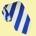 Royal Blue White Diagonal Wide Stripes Formal Wedding Straight Mens Neck Tie