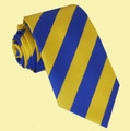 Yellow Royal Blue Diagonal Stripes Formal Wedding Straight Mens Neck Tie