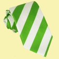 White Lime Green Diagonal Stripes Formal Wedding Straight Mens Neck Tie
