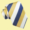 Yellow White Blue Diagonal Stripes Formal Wedding Straight Mens Neck Tie