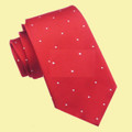 Cherry Red White Pin Dots Formal Wedding Straight Mens Neck Tie
