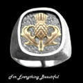 Thistle Raised Relief Inlet Two Tone Mens Ring
