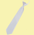 Light Silver Grey Junior Boys Ages 3-7 Wedding Elastic Straight Boys Neck Tie