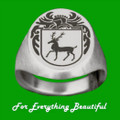 Knight Series Raised Relief Coat of Arms 14K White Gold Mens Ring​