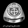 Knight Series Raised Relief Coat of Arms Sterling Silver Mens Ring​