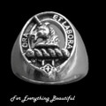 Clan Badge Raised Relief Oval Clan Crest Sterling Silver Mens Ring