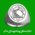 Clan Badge Engraved Oval Clan Crest 14K White Gold Ladies Ring