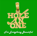 Hole In One Script Small 14K Yellow Gold Pendant Charm