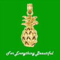 Pineapple Tropical Fruit Textured 14K Yellow Gold Pendant Charm