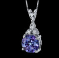 Alexandrite Round Cut Cubic Zirconia Accent Sterling Silver Pendant