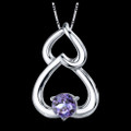 Alexandrite Round Cut Double Heart Sterling Silver Pendant