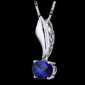 Blue Sapphire Oval Cut Fancy Design Sterling Silver Pendant