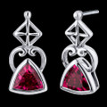 Red Ruby Trillion Cut Arch Sterling Silver Earrings