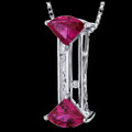 Red Ruby Fan Cut Cubic Zirconia Accent Sterling Silver Pendant