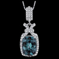 Alexandrite Cushion Cut Cubic Zirconia Tied Knot Sterling Silver Pendant