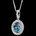 Alexandrite Oval Cut Halo Cubic Zirconia Accent Sterling Silver Pendant
