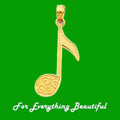 Single Musical Note Detailed 14K Yellow Gold Pendant Charm