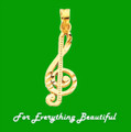 Treble Clef Musical Note Textured Small 14K Yellow Gold Pendant Charm