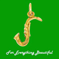 Saxophone Musical 3D Small 14K Yellow Gold Pendant Charm