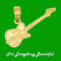 Electric Guitar Musical Small 14K Yellow Gold Pendant Charm