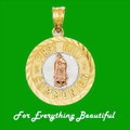 First Holy Communion Round 14K Two Tone Gold Charm