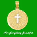 Spanish Confirmation Cross Round 14K Two Tone Gold Charm