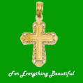 Bianca Budded Cross Filigree Accented 14K Yellow Gold Charm