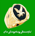 Gold Eagle Black Onyx Oval Polished 14K Yellow Gold Band Ring