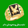 Gold Eagle Black Onyx Rectangular Polished 14K Yellow Gold Band Ring
