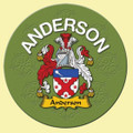 Anderson Coat of Arms Cork Round English Family Name Coasters Set of 2