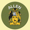 Allen Coat of Arms Cork Round English Family Name Coasters Set of 4