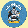 Atkinson Coat of Arms Cork Round English Family Name Coasters Set of 2