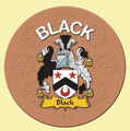 Black Coat of Arms Cork Round English Family Name Coasters Set of 4