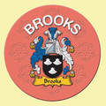 Brooks Coat of Arms Cork Round English Family Name Coasters Set of 4