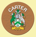 Carter Coat of Arms Cork Round English Family Name Coasters Set of 4