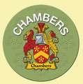 Chambers Coat of Arms Cork Round English Family Name Coasters Set of 4