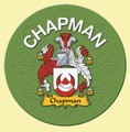 Chapman Coat of Arms Cork Round English Family Name Coasters Set of 2