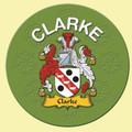 Clarke Coat of Arms Cork Round English Family Name Coasters Set of 2